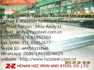 Offer:Corten A ,Corten B,Corten A Weather Resistant Steel plate, Corten B Weather Resis...