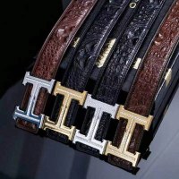Authentique ceinture en cuir de Crocodile hommes en cuir véritable boucle ardillon véri...