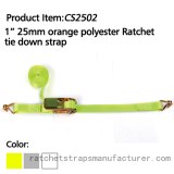 CS2502 1" 25mm Orange Ratchet straps for cargo control