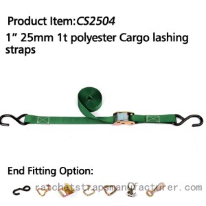 CS2504 1" 1inch 1t ratchet strap with custmuzied ring