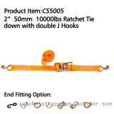 CS5005 2” 50mm 10000lbs Ratchet Tie down with double J Hooks