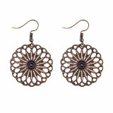 Cute Earrings Hollow Alloy Retro Style Palace Ethnic Flower Pattern