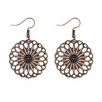 Cute Earrings Hollow Alloy Retro Style Palace Ethnic Flower Pattern