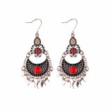 Nepal Ethnic Exquisite Retro Style Inlaid Red Stones Dangle Earrings