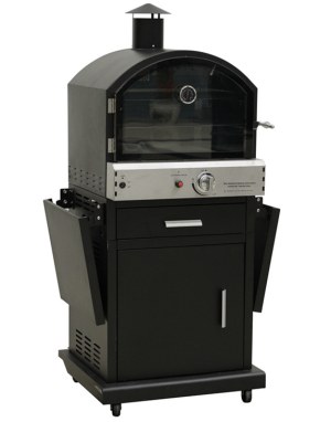 Freestanding powder coating grill machine with pizza oven gas ( black )