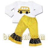 Girls back to school applique pant set