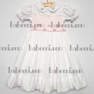 UK white hand smocked dresses for little girls DR 1599