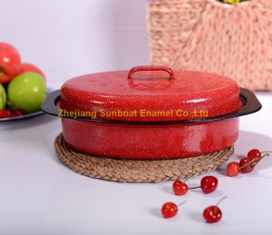 13 inch cast iron enamel oval roaster