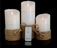 Flameless led candles with timer, hemp rope led candles