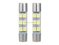 Auto LED Lampe T6.5/T6.3 29mm 6x3528 warmes Weiss 2 Set Silber