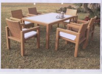 Country style rattan dining table set