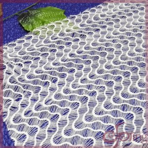 White polyester embroidery design chemical lace fabric with fringe for dress, blouse