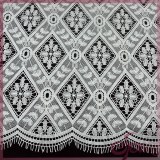 White geometric eyelash embroidery chemical lace with fringe