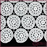 White circle embroidered guipure lace fabric