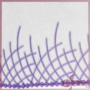 Purple embroidery geometric mesh lace fabric trimming for dress, blouse, tops
