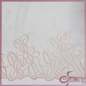 Skin color flower applique laser embroidery mesh lace fabric trimming for dress, blouse, tops
