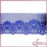 Blue flower embroidery elegant mesh lace fabric trimming for dress, blouse, tops
