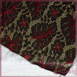 Red golden leaves bonded lace fabric,sparkle lace fabric for dress