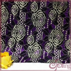 Rose flower bonded lace fabric,sparkle lace tricot fabric
