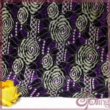 Rose flower bonded lace fabric,sparkle lace tricot fabric