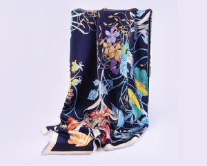 Fashion Large Square Silk Infinity Scarf For Women Crepe Satin Printing Hair Scarf