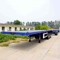 Semi-remorque routier plateaux porte conteneur de 40ft et 20ft avec deux essieux et tro...