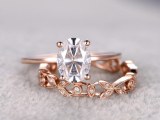 Forever Brilliant Moissanite Bridal set,7x9mm Oval,Solitaire Engagement ring,Plain gold...