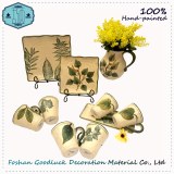 Hand Painted Green Design Fresh Pottery Dinnerware Sets