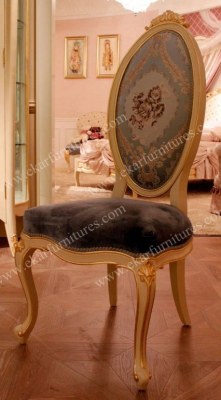 Rococo Style Luxury Wooden Dining Chair Wood