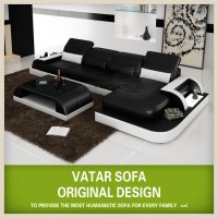 Black and white italian leather corner sofa H2213C
