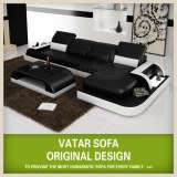 Black and white italian leather corner sofa H2213C