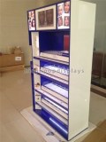 Wood acrylic illuminating cosmetics display shelving