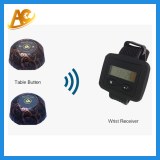 Fashionable fast-food restaurant waiter and waitress wrist pager