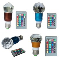 Remote control RGB E27 3W led crystal bulb light