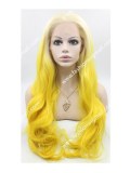 Blonde And Yellow Wavy Front Lace Wig Synthetic Wig for Women