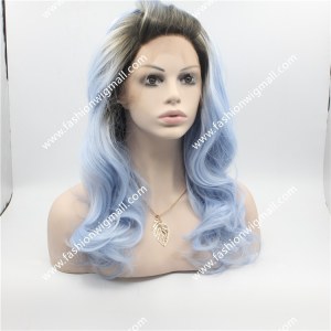 New Lace Front Wig Black Blue Synthetic Women Ombre Wig DHL Free