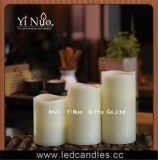Square Bamboo Base Battery Operated Wave Edge LED Flameless Candle
