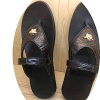 Nouveau cuir Crocodile motif tongs pantoufles été extérieur antidérapant sandales tenda...