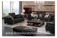 Le sofa classique de sofa en cuir place les meubles en bois TI-003 de salon de sofas en...