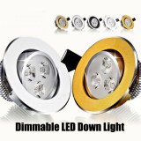 3W Dimmable Led downlight de plafond AC85-265V encastré led lampe murale mettant en lum...