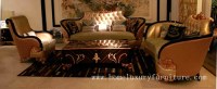 Le sofa en cuir avec le sofa de salon de coussin de tissu place des meubles de luxe de table basse