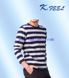 Cotton Spandex Long Sleeve Yarn Dyed Striped T Shirts