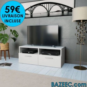 Meuble TV à haute brillance blanc LIVR GRATUITE