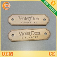 Hot sale customized two holes antique gold metal furniture labels