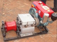Electric power line construction grinder, cable winch