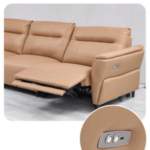Nouveau canapé en cuir à trois places droit minimaliste moderne salon canapé à fonction électriqu...