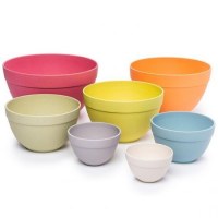Pastel Natural Bamboo Fiber Nesting Salad Bowls Set of 7pcs