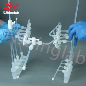 Parallel series reaction bottles are made of high-purity PFA material and are resistant...