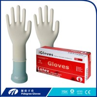 Gants en latex examen gants d'examen jetables en forme naturelle de qualité médicale