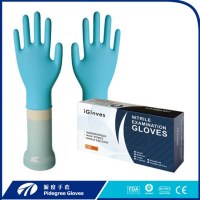 Jetables gants d'examen en nitrile noir soutenus gants de main